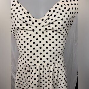 Anthropologie stretch cotton white polka dot cross back  summer dress. Size 12.